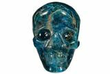 Polished, Bright Blue Apatite Skull - Madagascar #118089-1